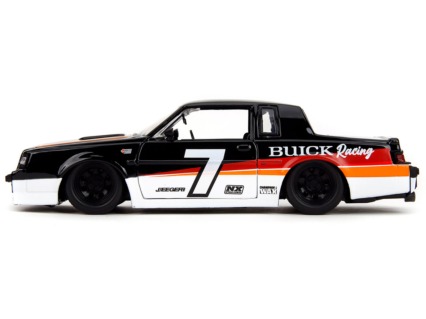 1987 Buick Grand National #7 "Buick Racing" Black and White with Stripes "Bigtime Muscle" Series 1/24 Diecast Model Car by Jada <h2>1987 Jada</h2> <p>High-quality perfect for collectors enthusiasts. F