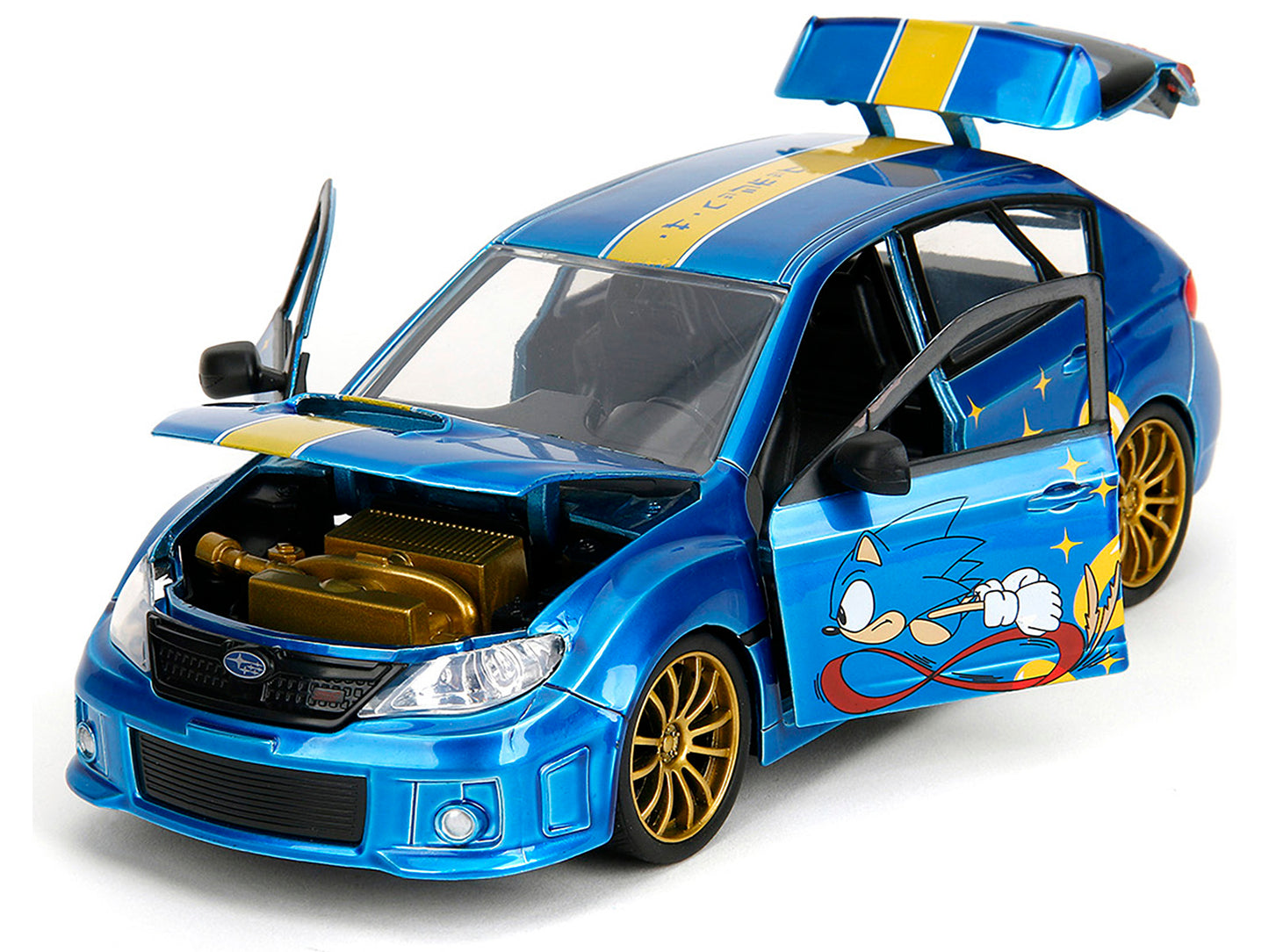 2012 Subaru Impreza WRX STI Blue Metallic with Graphics and Sonic The Hedgehog Diecast Figure "Sonic Hedgehog" "Hollywood Rides" Series 1/24 Model Car by Jada <h2>2012 Jada</h2> <p>High-quality perfec