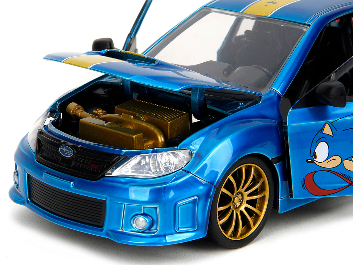 2012 Subaru Impreza WRX STI Blue Metallic with Graphics and Sonic The Hedgehog Diecast Figure "Sonic Hedgehog" "Hollywood Rides" Series 1/24 Model Car by Jada <h2>2012 Jada</h2> <p>High-quality perfec
