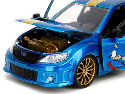2012 Subaru Impreza WRX STI Blue Metallic with Graphics and Sonic The Hedgehog Diecast Figure "Sonic Hedgehog" "Hollywood Rides" Series 1/24 Model Car by Jada <h2>2012 Jada</h2> <p>High-quality perfec