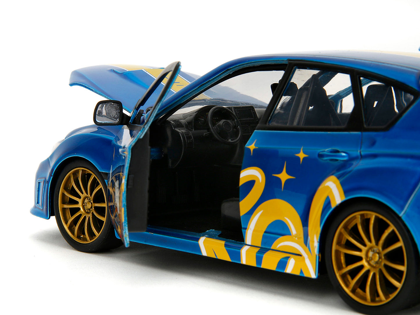 2012 Subaru Impreza WRX STI Blue Metallic with Graphics and Sonic The Hedgehog Diecast Figure "Sonic Hedgehog" "Hollywood Rides" Series 1/24 Model Car by Jada <h2>2012 Jada</h2> <p>High-quality perfec