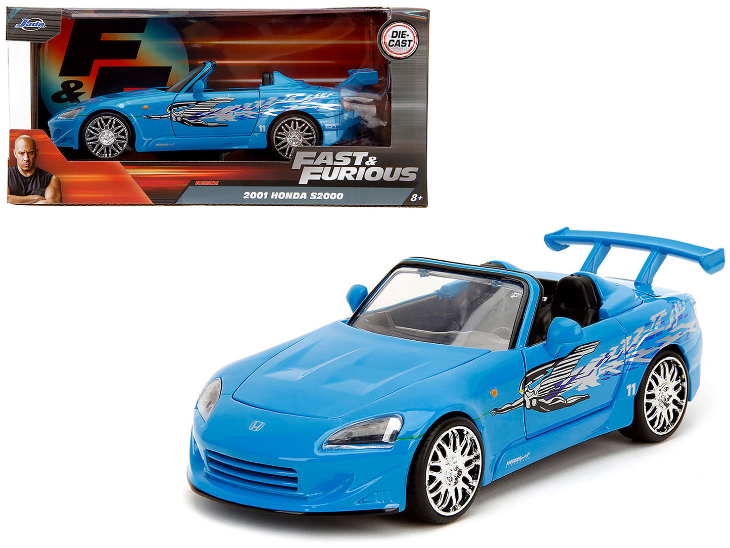 2001 Honda S2000 Convertible Blue with Graphics "Fast & Furious Remix" Series 1/24 Diecast Model Car by Jada <h2>2001 Jada</h2> <p>High-quality perfect for collectors and enthusiasts. Features detaile