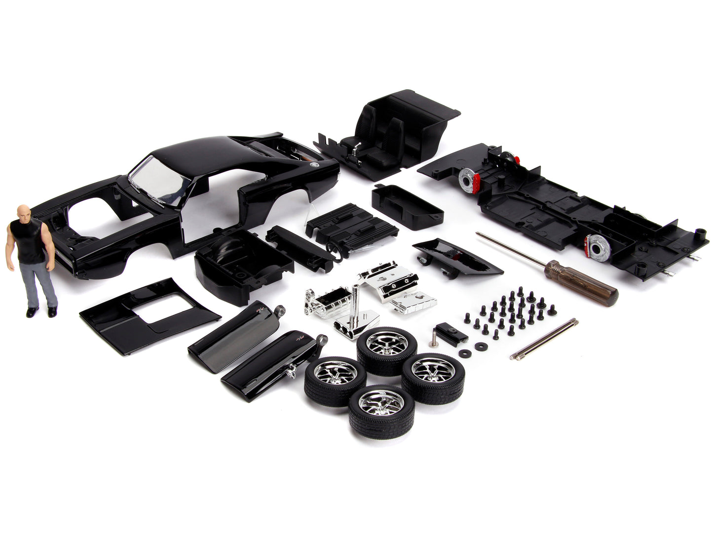 Model Kit Dodge Charger R/T Black and Dom Diecast Figure "Fast & Furious" Movie "Build N' Collect" Series 1/24 Car by Jada <h2>Model Jada</h2> <p>High-quality perfect for collectors enthusiasts. Featu
