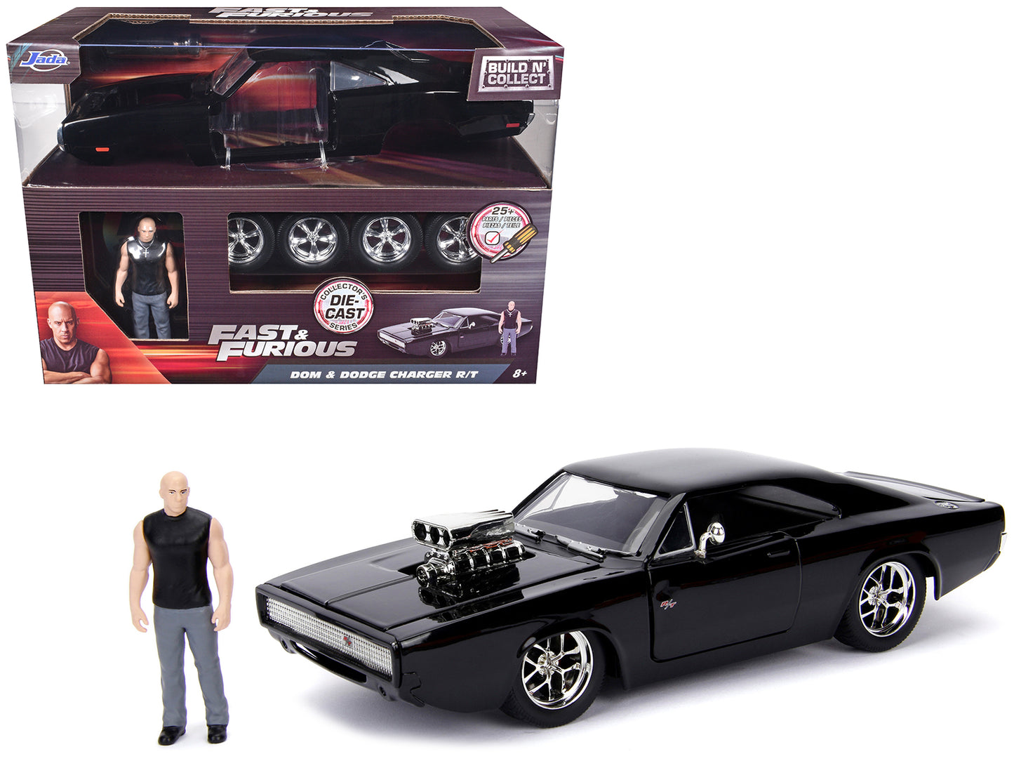 Model Kit Dodge Charger R/T Black and Dom Diecast Figure "Fast & Furious" Movie "Build N' Collect" Series 1/24 Car by Jada <h2>Model Jada</h2> <p>High-quality perfect for collectors enthusiasts. Featu