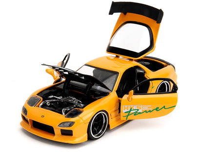 1993 Mazda RX-7 "HKS Power" Yellow with Carbon Hood "JDM Tuners" Series 1/24 Diecast Model Car by Jada <h2>1993 Jada</h2> <p>High-quality perfect for collectors and enthusiasts. Features detailed inte