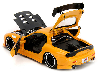 1993 Mazda RX-7 "HKS Power" Yellow with Carbon Hood "JDM Tuners" Series 1/24 Diecast Model Car by Jada <h2>1993 Jada</h2> <p>High-quality perfect for collectors and enthusiasts. Features detailed inte
