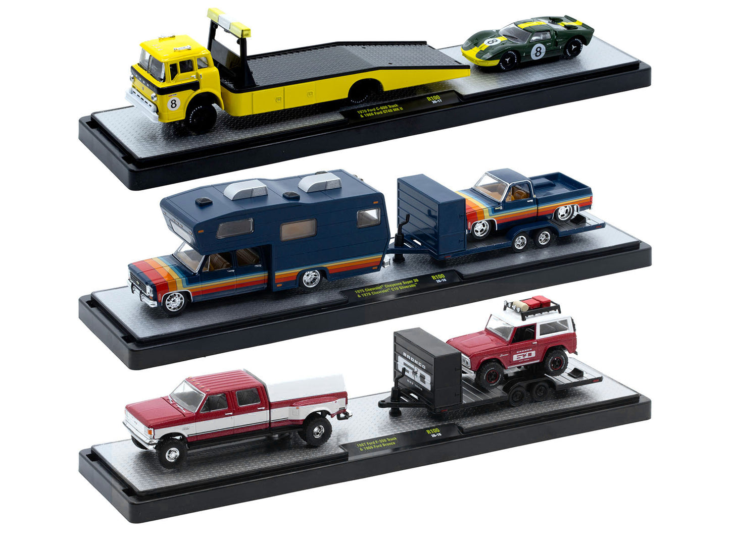 Auto Haulers Set of 3 Trucks Release 100 Limited Edition to 9600 pieces Worldwide 1/64 T&y Diecast Models by M2 Machines