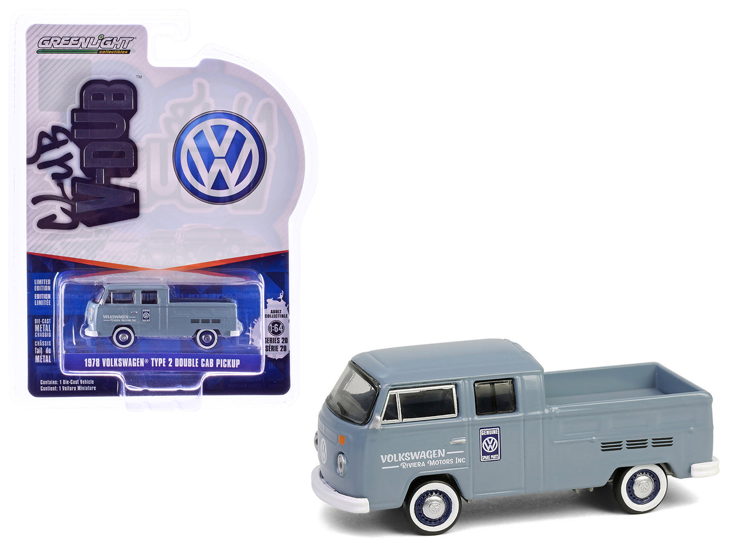 GreenLight 1978 Volkswagen Type 2 Double Cab Pickup Truck "Volkswagen Service" Gray "Club Vee-Dub" Series 20 1/64 Diecast Model Car by <h2>1978 Greenlight</h2> <p>High-quality perfect for collectors a