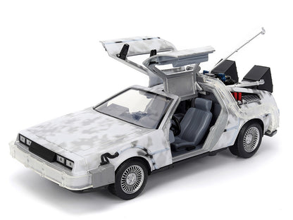 DMC DeLorean Time Machine Brushed Metal (Frost Version) with Lights "Back to the Future" (1985) Movie "Hollywood Rides" Series 1/24 Diecast Model Car by Jada <h2>DMC Jada</h2> <p>High-quality perfect