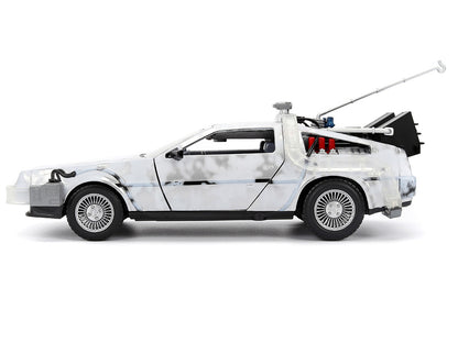 DMC DeLorean Time Machine Brushed Metal (Frost Version) with Lights "Back to the Future" (1985) Movie "Hollywood Rides" Series 1/24 Diecast Model Car by Jada <h2>DMC Jada</h2> <p>High-quality perfect