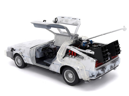 DMC DeLorean Time Machine Brushed Metal (Frost Version) with Lights "Back to the Future" (1985) Movie "Hollywood Rides" Series 1/24 Diecast Model Car by Jada <h2>DMC Jada</h2> <p>High-quality perfect