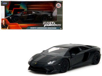 Shaw's Lamborghini Aventador Matt Black "Furious 7" (2015) Movie "Fast & Furious" Series 1/24 Diecast Model Car by Jada <h2>Shaw's Jada</h2> <p>High-quality perfect for collectors and enthusiasts. Fea