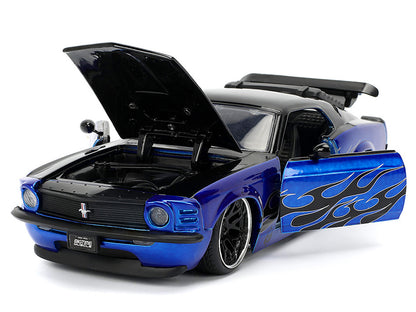 1970 Ford Mustang Boss 429 Black and Blue Metallic with Flames "Bigtime Muscle" Series 1/24 Diecast Model Car by Jada <h2>1970 Jada</h2> <p>High-quality perfect for collectors enthusiasts. Features de