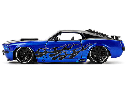 1970 Ford Mustang Boss 429 Black and Blue Metallic with Flames "Bigtime Muscle" Series 1/24 Diecast Model Car by Jada <h2>1970 Jada</h2> <p>High-quality perfect for collectors enthusiasts. Features de
