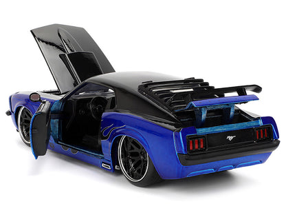 1970 Ford Mustang Boss 429 Black and Blue Metallic with Flames "Bigtime Muscle" Series 1/24 Diecast Model Car by Jada <h2>1970 Jada</h2> <p>High-quality perfect for collectors enthusiasts. Features de