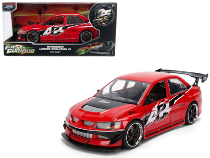 Sean's Mitsubishi Lancer Evolution IX RHD (Right Hand Drive) Red with Graphics "The Fast and the Furious: Tokyo Drift" (2006) Movie "Fast & Furious 25 Years" Series 1/24 Diecast Model Car by Jada <h2>