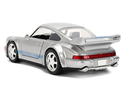 Porsche 911 Carrera RS 3.8 "Mirage" Silver Metallic with Blue Stripes "Transformers: Rise of the Beasts" (2023) Movie "Hollywood Rides" 1/32 T&y Diecast Model Car by Jada