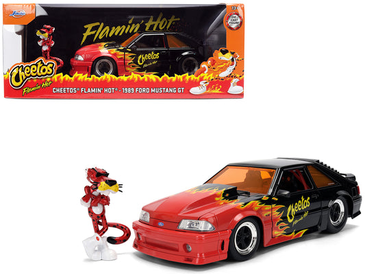 1989 Ford Mustang GT Black with Red Flame Graphics and Chester Cheetah Diecast Figure "Cheetos Flamin' Hot" "Hollywood Rides" Series 1/24 Model Car by Jada <h2>1989 Jada</h2> <p>High-quality perfect f