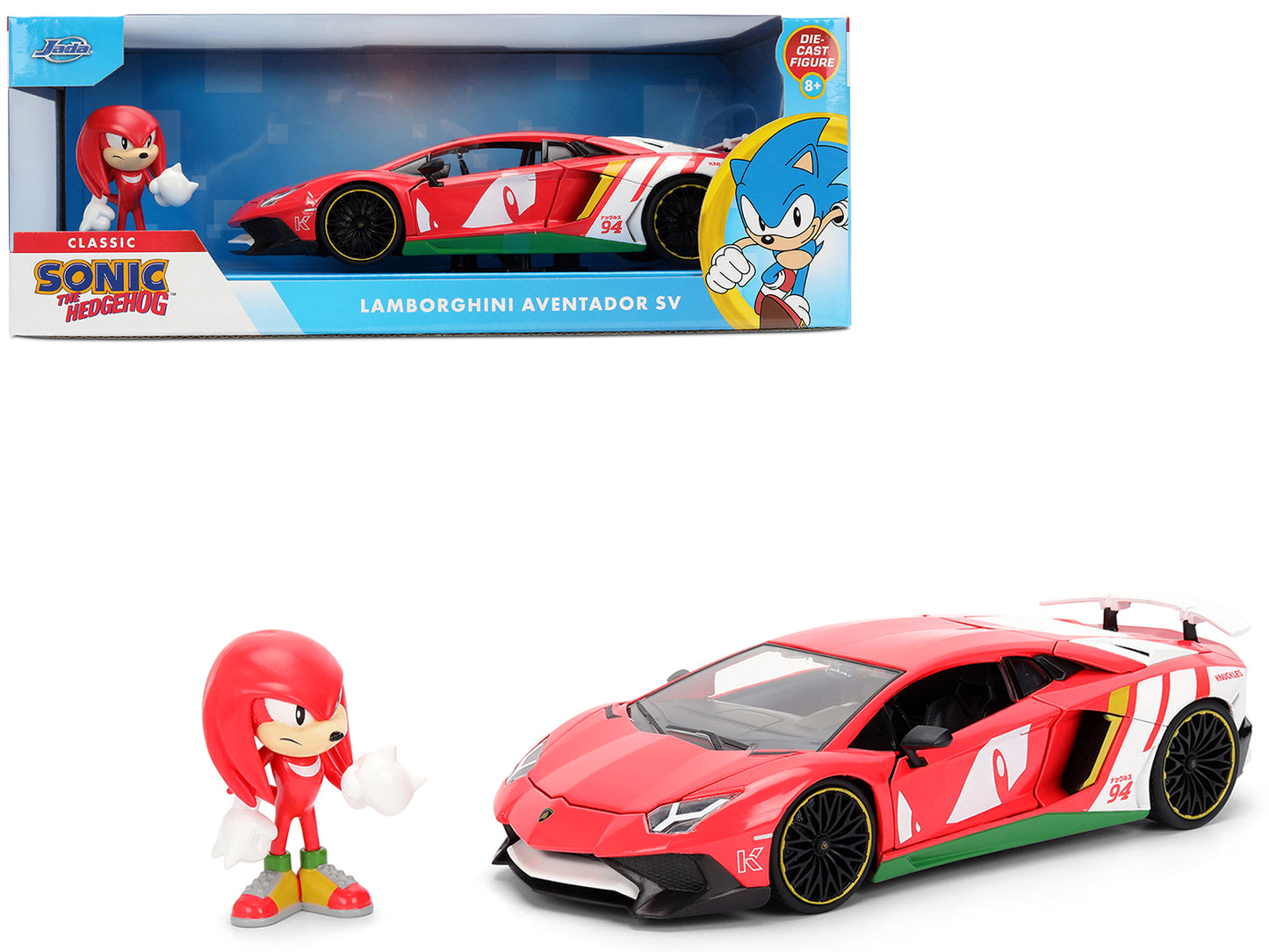Lamborghini Aventador SV Red with Graphics and Knuckles Diecast Figure "Sonic The Hedgehog" Franchise "Hollywood Rides" Series 1/24 Model by Jada <h2>Lamborghini Jada</h2> <p>High-quality car perfect