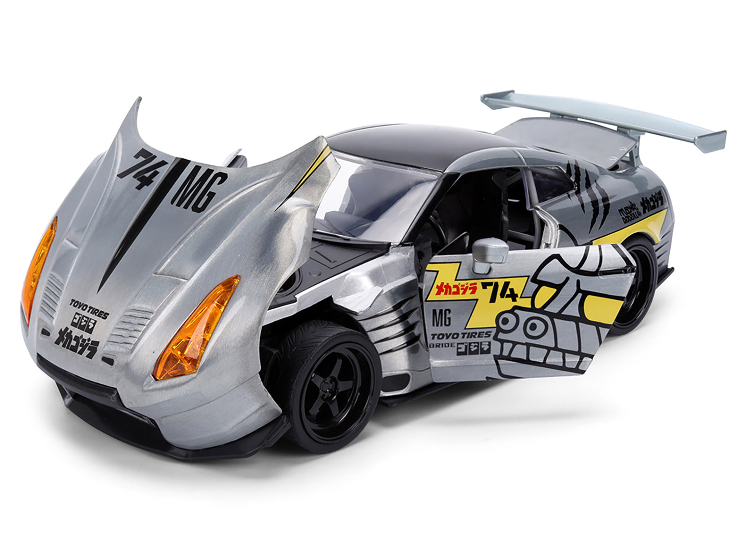 2009 Nissan GT-R (R35) Ben Sopra Brushed Metal with Black Top and Graphics Mechagodzilla Diecast Figure "Godzilla" Franchise "Anime Hollywood Rides" Series 1/24 Model by Jada <h2>2009 Jada</h2> <p>Hig