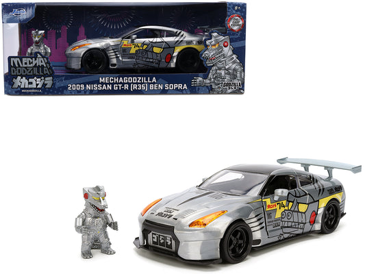 2009 Nissan GT-R (R35) Ben Sopra Brushed Metal with Black Top and Graphics Mechagodzilla Diecast Figure "Godzilla" Franchise "Anime Hollywood Rides" Series 1/24 Model by Jada <h2>2009 Jada</h2> <p>Hig