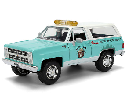 1980 Chevrolet Blazer Light Green with White Top and Graphics Smokey Bear Diecast Figure "Smokey Bear" "Hollywood Rides" Series 1/24 Model by Jada <h2>1980 Jada</h2> <p>High-quality car perfect for co