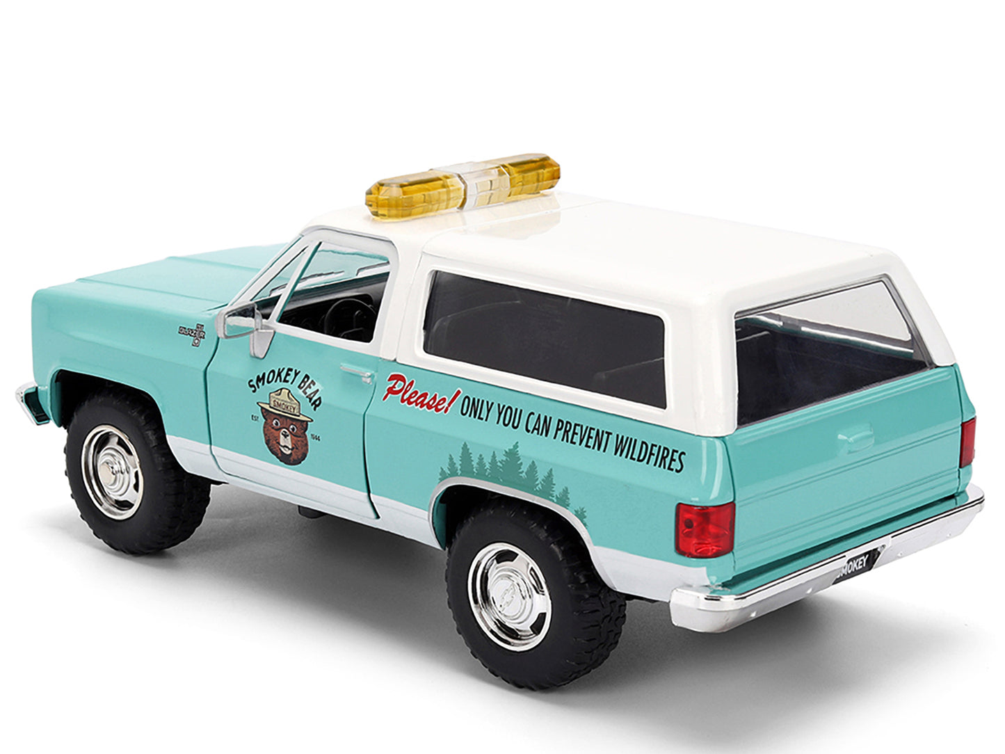 1980 Chevrolet Blazer Light Green with White Top and Graphics Smokey Bear Diecast Figure "Smokey Bear" "Hollywood Rides" Series 1/24 Model by Jada <h2>1980 Jada</h2> <p>High-quality car perfect for co
