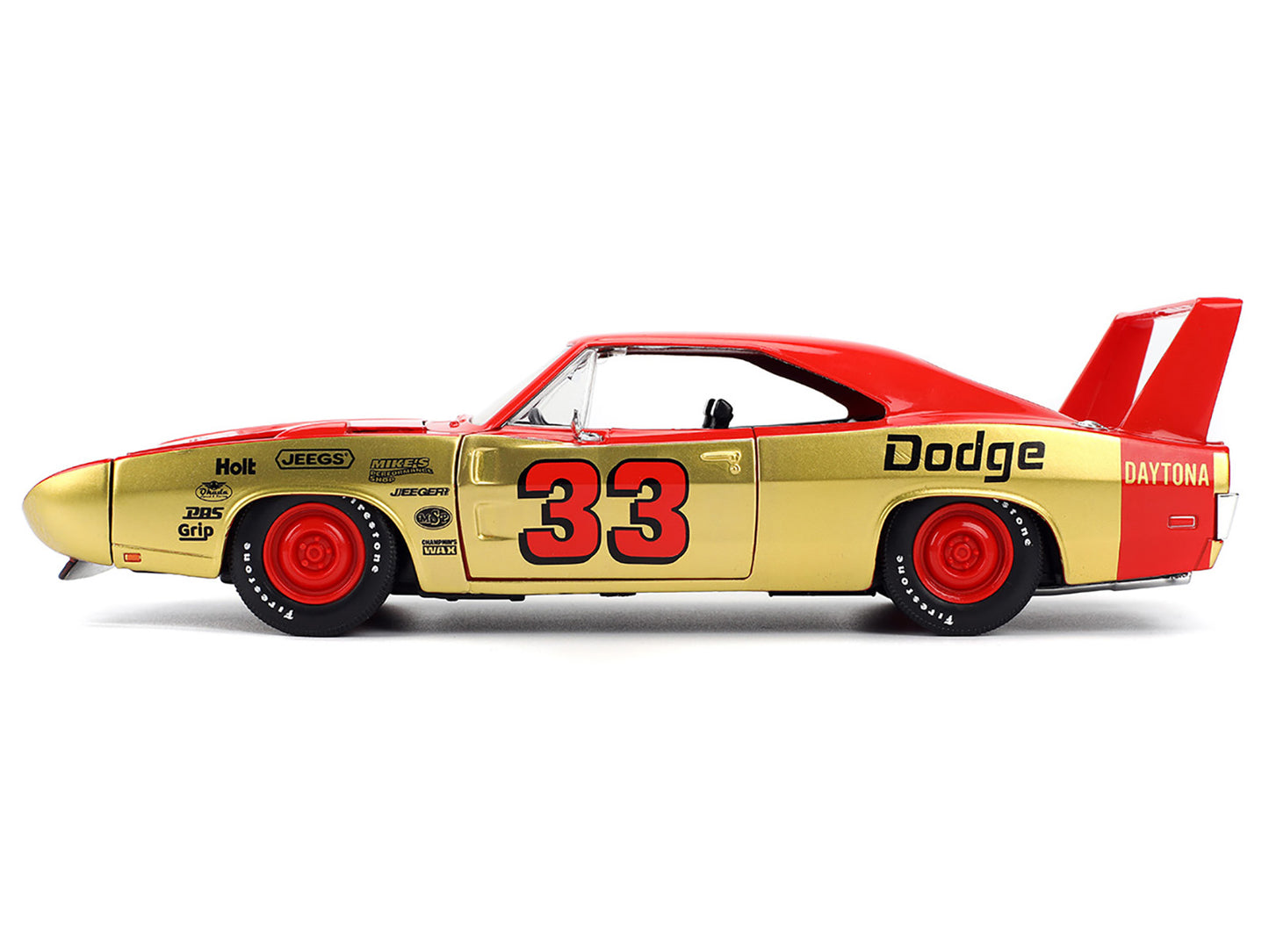 1969 Dodge Charger Daytona #33 Red and Gold Metallic with Graphics "Bigtime Muscle" Series 1/24 Diecast Model Car by Jada <h2>1969 Jada</h2> <p>High-quality perfect for collectors enthusiasts. Feature