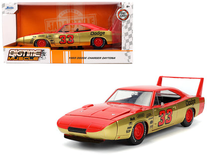 1969 Dodge Charger Daytona #33 Red and Gold Metallic with Graphics "Bigtime Muscle" Series 1/24 Diecast Model Car by Jada <h2>1969 Jada</h2> <p>High-quality perfect for collectors enthusiasts. Feature