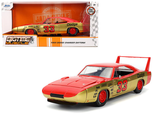 1969 Dodge Charger Daytona #33 Red and Gold Metallic with Graphics "Bigtime Muscle" Series 1/24 Diecast Model Car by Jada <h2>1969 Jada</h2> <p>High-quality perfect for collectors enthusiasts. Feature