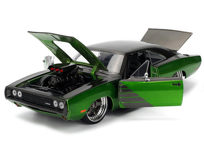 1970 Dodge Charger R/T Dark Gray Metallic and Green with Stripes "Bigtime Muscle" Series 1/24 Diecast Model Car by Jada <h2>1970 Jada</h2> <p>High-quality perfect for collectors enthusiasts. Features