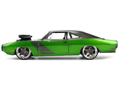 1970 Dodge Charger R/T Dark Gray Metallic and Green with Stripes "Bigtime Muscle" Series 1/24 Diecast Model Car by Jada <h2>1970 Jada</h2> <p>High-quality perfect for collectors enthusiasts. Features