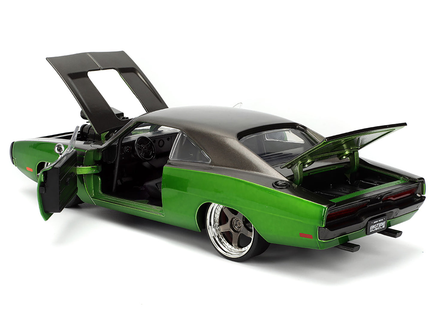 1970 Dodge Charger R/T Dark Gray Metallic and Green with Stripes "Bigtime Muscle" Series 1/24 Diecast Model Car by Jada <h2>1970 Jada</h2> <p>High-quality perfect for collectors enthusiasts. Features