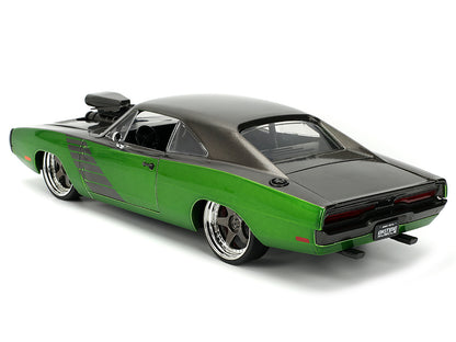 1970 Dodge Charger R/T Dark Gray Metallic and Green with Stripes "Bigtime Muscle" Series 1/24 Diecast Model Car by Jada <h2>1970 Jada</h2> <p>High-quality perfect for collectors enthusiasts. Features