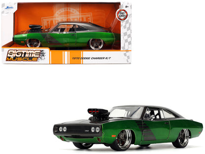1970 Dodge Charger R/T Dark Gray Metallic and Green with Stripes "Bigtime Muscle" Series 1/24 Diecast Model Car by Jada <h2>1970 Jada</h2> <p>High-quality perfect for collectors enthusiasts. Features