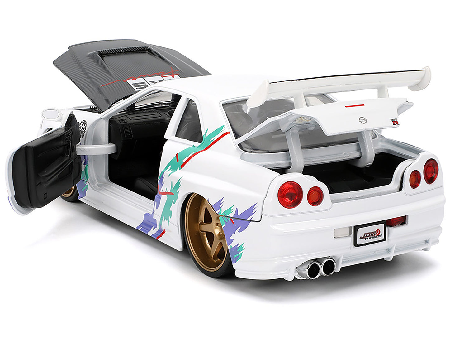 2002 Nissan Skyline GT-R (R34) RHD (Right Hand Drive) "HKS Power" White with Carbon Hood and Graphics "JDM Tuners" Series 1/24 Diecast Model Car by Jada <h2>2002 Jada</h2> <p>High-quality perfect for