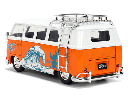 1961 Volkswagen Bus "Catching Waves" White and Orange with Stich Diecast Figure "Disney's Stitch" "Hollywood Rides" Series 1/24 Model by Jada <h2>1961 Jada</h2> <p>High-quality car perfect for collect