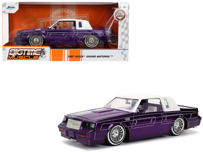 1987 Buick Grand National Candy Purple with Graphics and White Top Interior "Bigtime Muscle" Series 1/24 Diecast Model Car by Jada <h2>1987 Jada</h2> <p>High-quality perfect for collectors enthusiasts