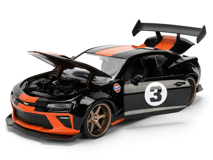 2016 Chevrolet Camaro #3 "Gulf Oil" Black with Orange Stripe "Wide Body" Series 1/24 Diecast Model Car by Jada <h2>2016 Jada</h2> <p>High-quality perfect for collectors and enthusiasts. Features detai
