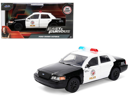 Ford Crown Victoria "LAPD (Los Angeles Police Department) Black and White "The Fast and the Furious" (2001) Movie "Fast & Furious" Series 1/32 T&y Diecast Model Car by Jada