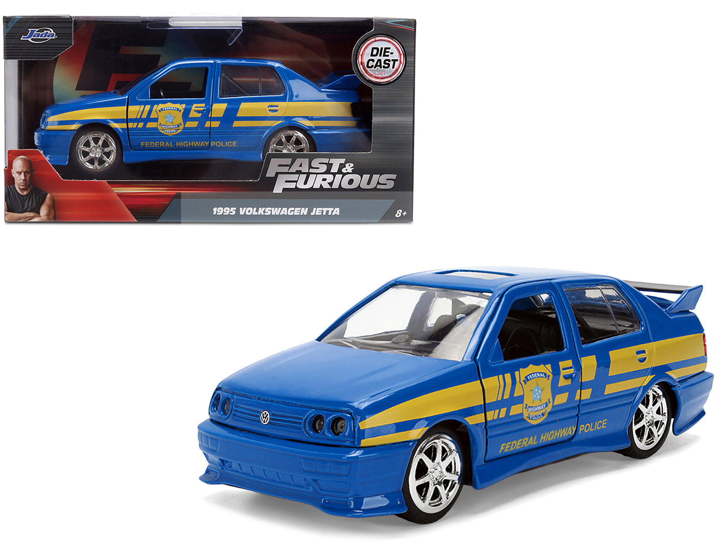 Volkswagen Jetta Police Vehicle "Rio Federal Highway Police" Blue with Yellow Stripes "Fast Five" (2011) Movie & Furious" Series 1/32 Diecast Model Car by Jada <h2>Volkswagen Jada</h2> <p>High-quality