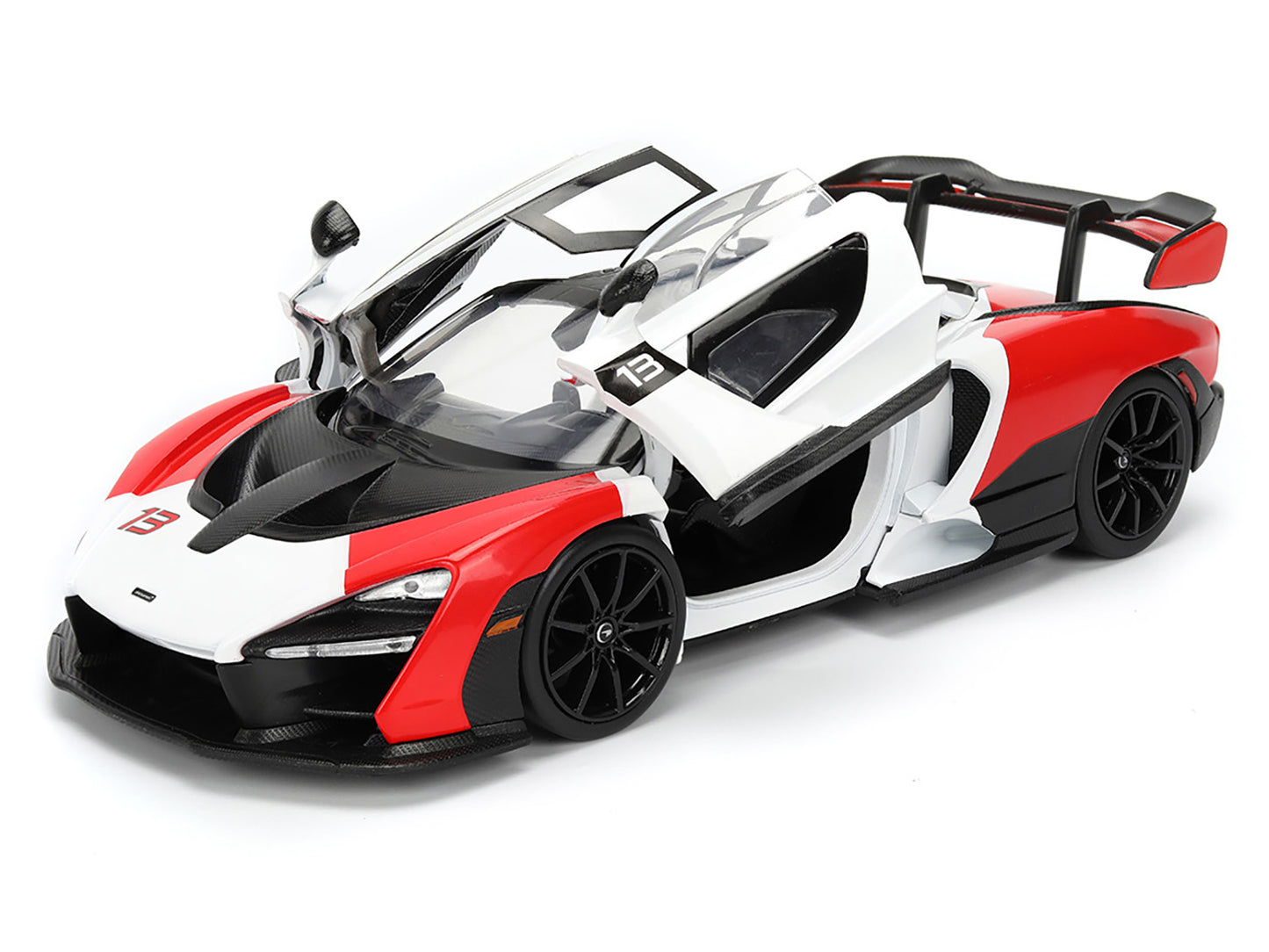 McLaren Senna Red and White with Carbon Hood Top "HyperSpec" Series 1/24 Diecast Model Car by Jada <h2>McLaren Jada</h2> <p>High-quality perfect for collectors enthusiasts. Features detailed interior