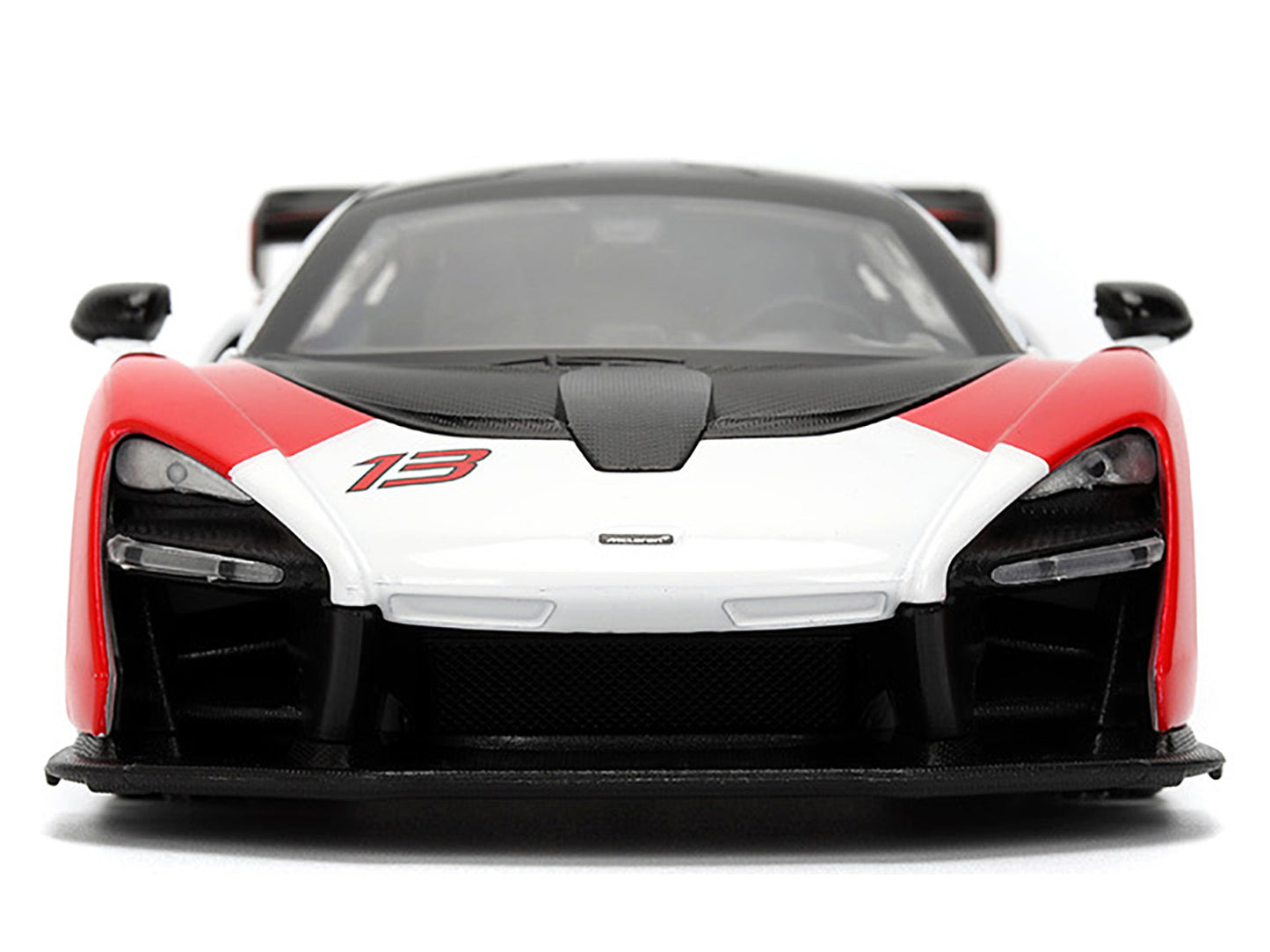 McLaren Senna Red and White with Carbon Hood Top "HyperSpec" Series 1/24 Diecast Model Car by Jada <h2>McLaren Jada</h2> <p>High-quality perfect for collectors enthusiasts. Features detailed interior