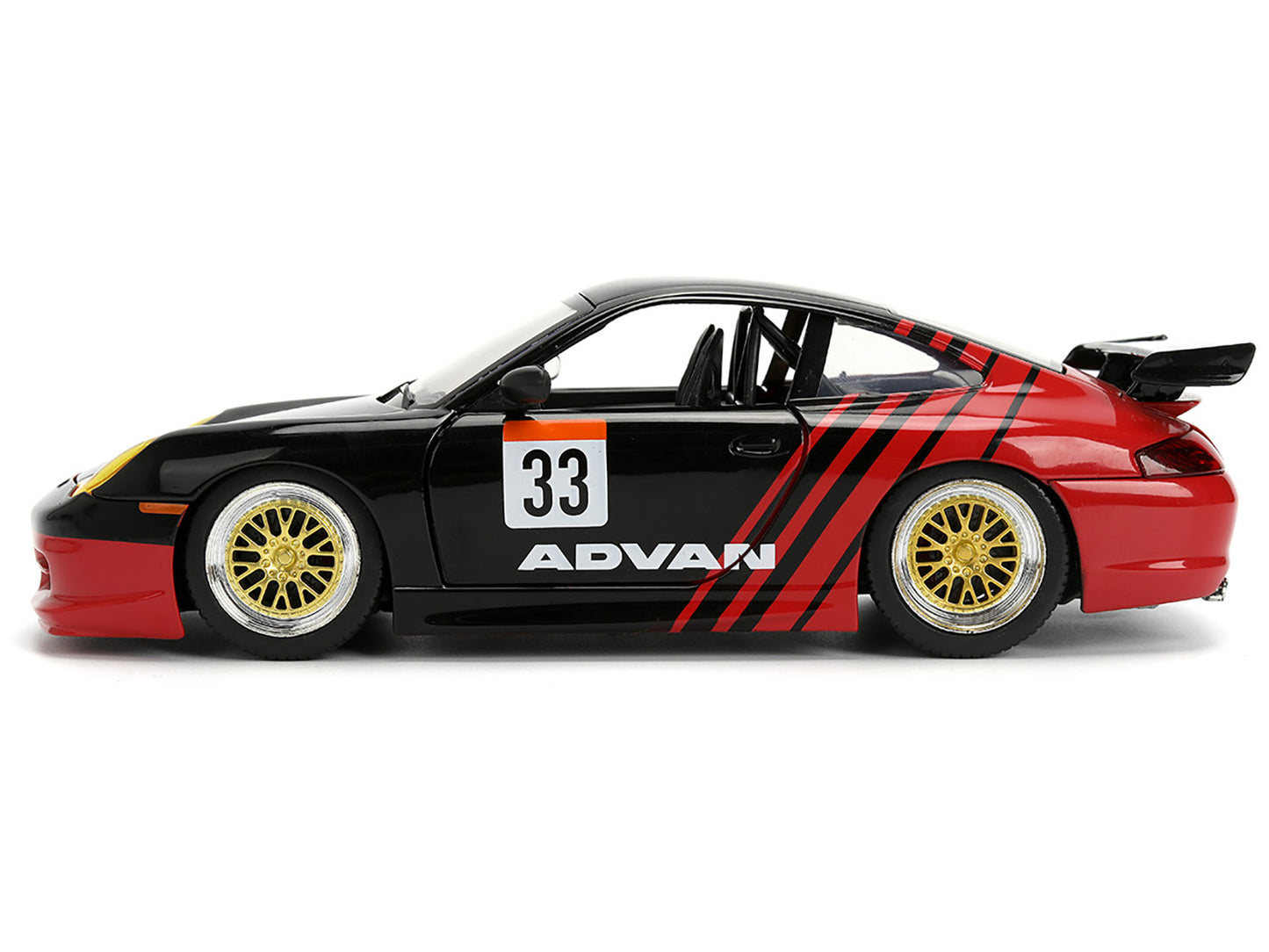 Porsche 911 GT3 RS (996) #33 "ADVAN" Black and Red "Hyper-Spec" Series 1/24 Diecast Model Car by Jada <h2>Porsche Jada</h2> <p>High-quality perfect for collectors enthusiasts. Features detailed interi