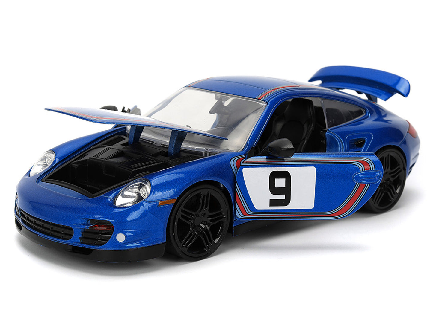 Porsche 911 Turbo (997) #9 Blue Metallic with Stripes "Hyper-Spec" Series 1/24 Diecast Model Car by Jada <h2>Porsche Jada</h2> <p>High-quality perfect for collectors and enthusiasts. Features detailed