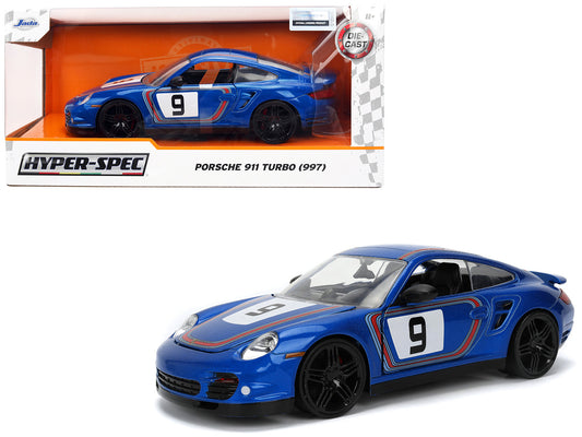 Porsche 911 Turbo (997) #9 Blue Metallic with Stripes "Hyper-Spec" Series 1/24 Diecast Model Car by Jada <h2>Porsche Jada</h2> <p>High-quality perfect for collectors and enthusiasts. Features detailed