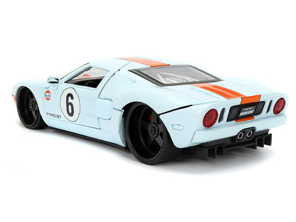 2005 Ford GT #6 "Gulf Oil" Light Blue with Orange Stripes "Hyper-Spec" Series 1/24 Diecast Model Car by Jada <h2>2005 Jada</h2> <p>High-quality perfect for collectors and enthusiasts. Features detaile