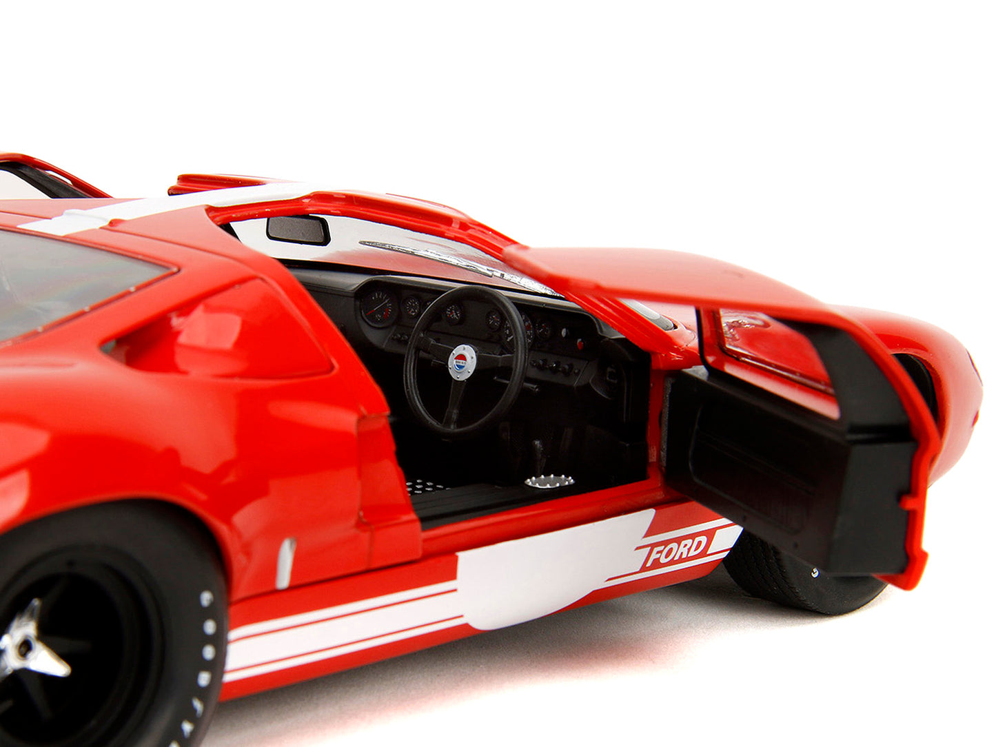 Ford GT40 MK1 Red with White Stripes and Graphics "Pink Slips" Series 1/18 Diecast Model Car by Jada <h2>Ford Jada</h2> <p>High-quality perfect for collectors enthusiasts. Features detailed interior e