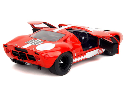 Ford GT40 MK1 Red with White Stripes and Graphics "Pink Slips" Series 1/18 Diecast Model Car by Jada <h2>Ford Jada</h2> <p>High-quality perfect for collectors enthusiasts. Features detailed interior e