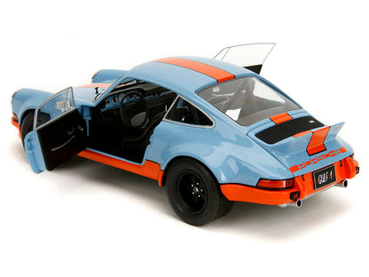 Porsche 911 RSR "Gulf Oil" Light Blue with Orange Stripes "Pink Slips" Series 1/18 Diecast Model Car by Jada <h2>Porsche Jada</h2> <p>High-quality perfect for collectors and enthusiasts. Features deta